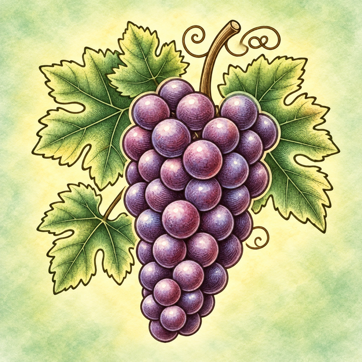ES 3-22-36 Purple Grape botanical illustration
