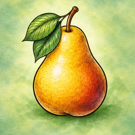Yellow pear illustration for Zarechnaya Pear.